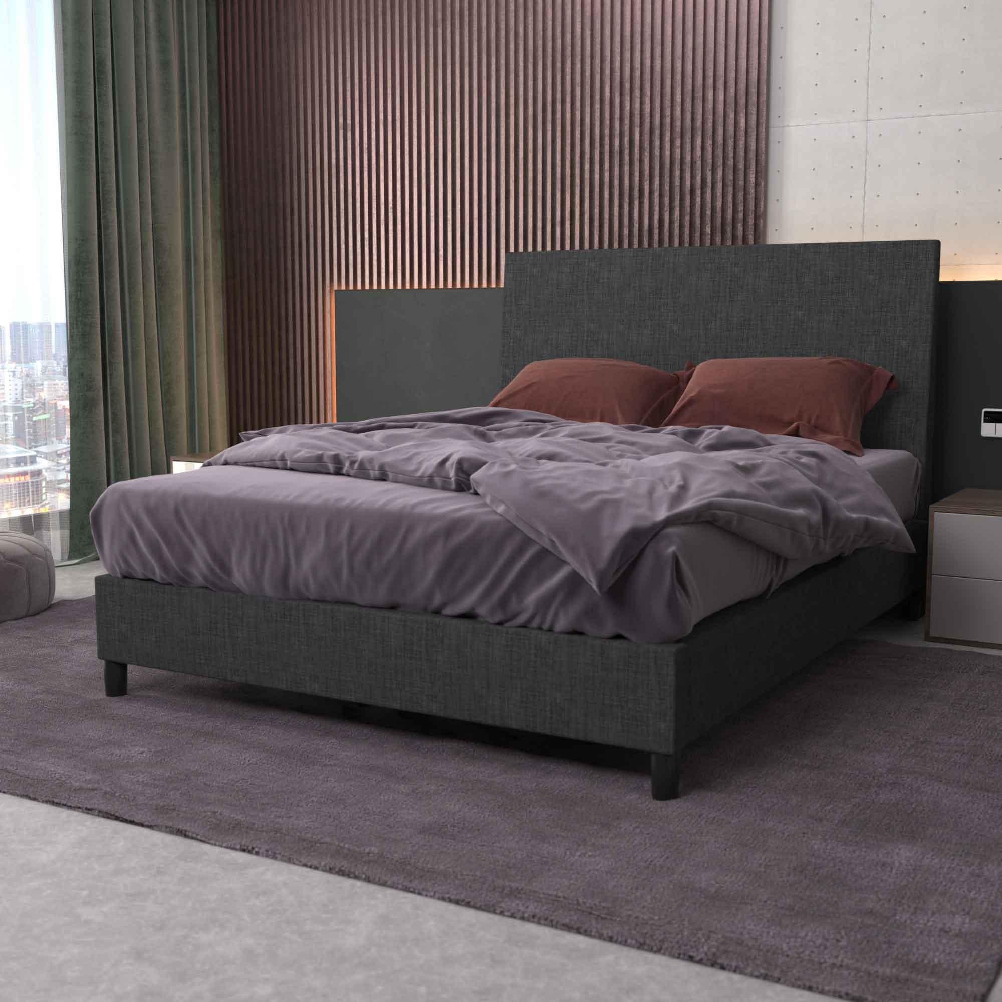 Bedhead & Bed Base Bundle (Upholstered Portabase - Graphite) - Mattress Crafters