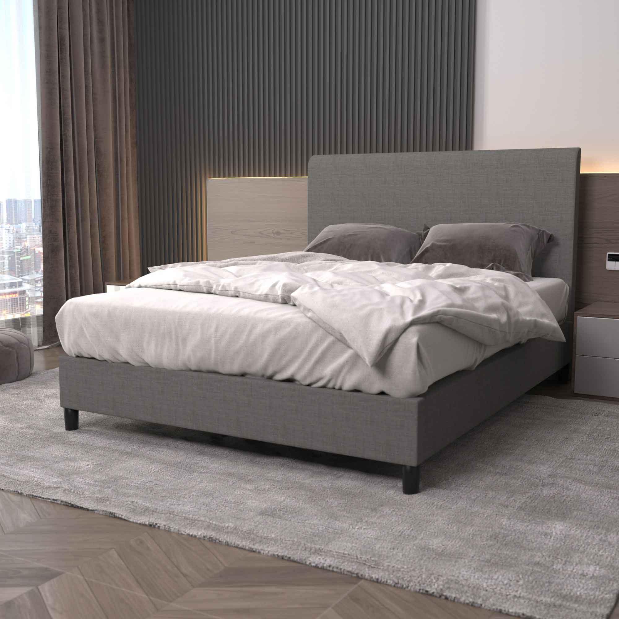 Bedhead & Bed Base Bundle (Upholstered Portabase - Light Grey) - Mattress Crafters