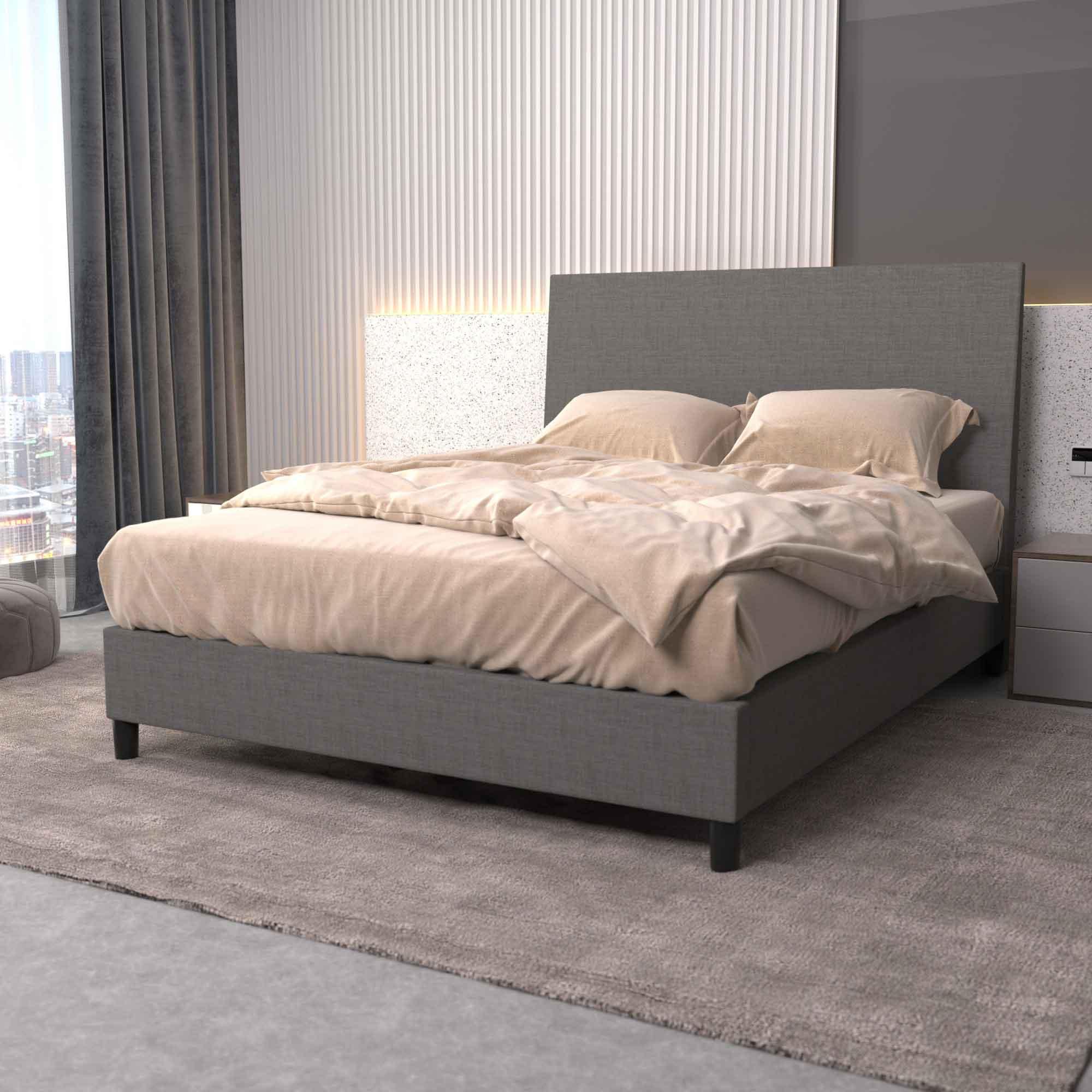 Bedhead & Bed Base Bundle (Upholstered Portabase - Light Grey) - Mattress Crafters