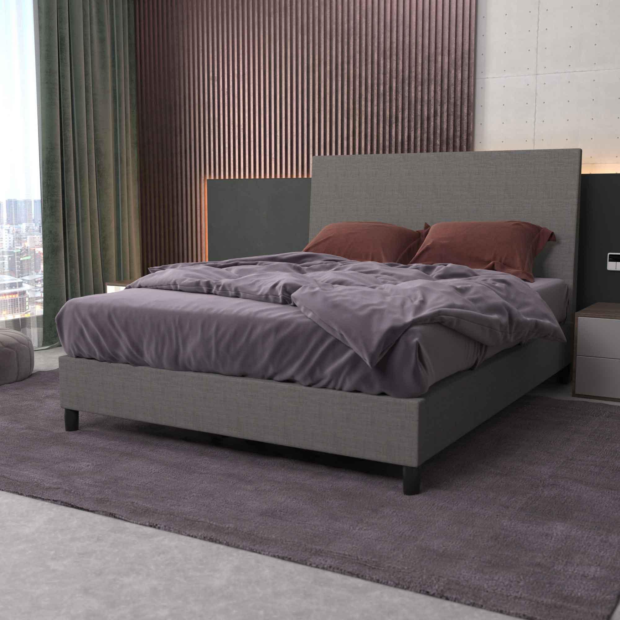 Bedhead & Bed Base Bundle (Upholstered Portabase - Light Grey) - Mattress Crafters