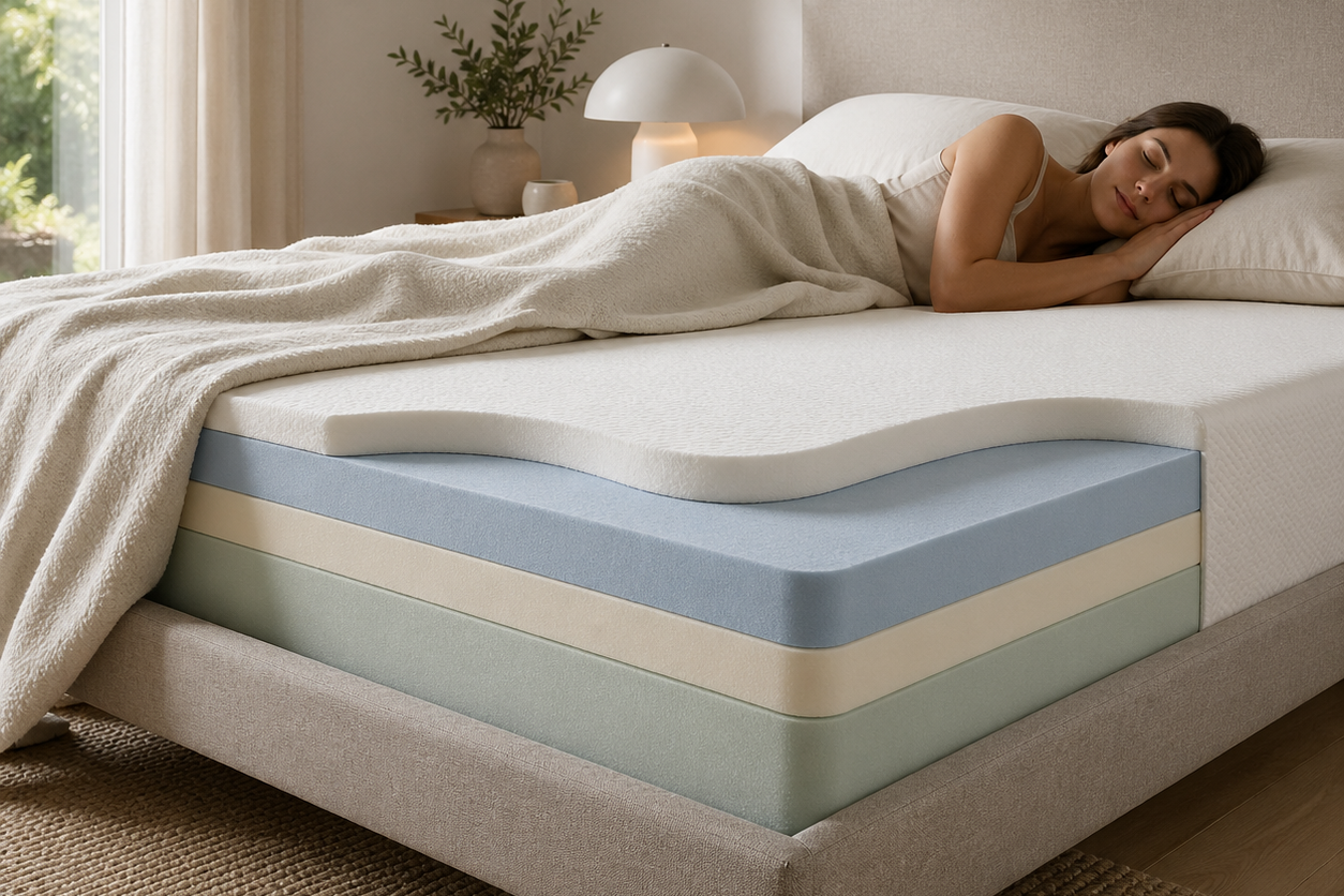 No-spring memory foam mattress with stable foam construction