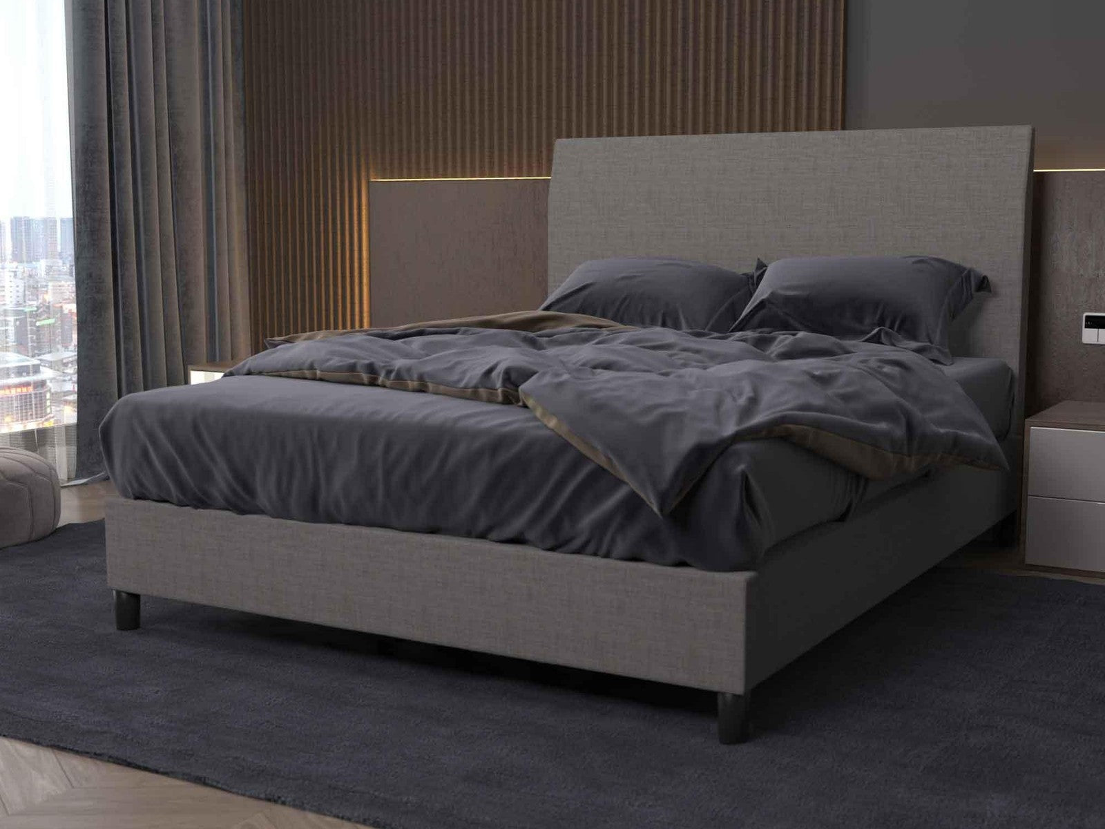 Bedhead and Upholstered Portabase Bundle in Light Grey view 1