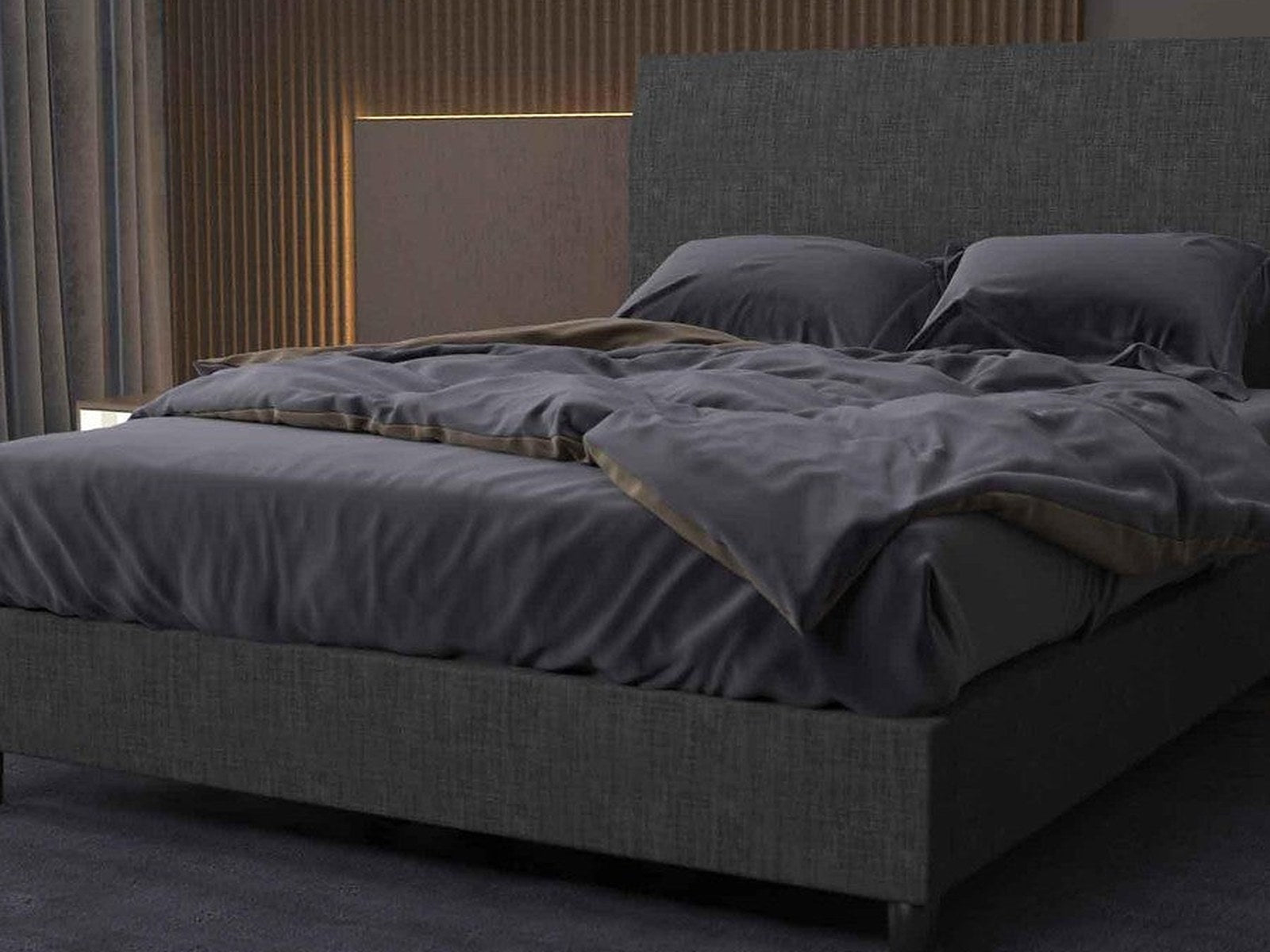 Bedhead and Upholstered Portabase Bundle in Graphite view 1