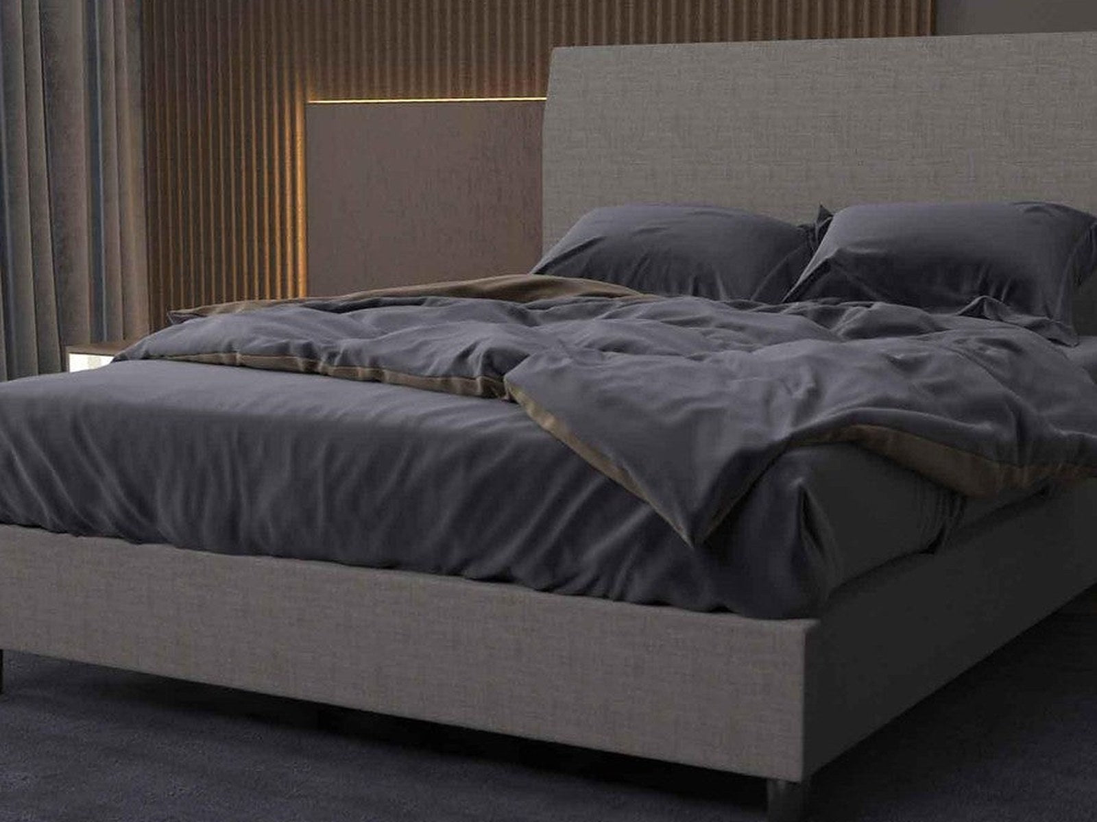 Bedhead and Upholstered Portabase Bundle in Light Grey view 1