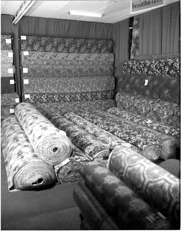 The original shop floor stacked with rolls of stock
