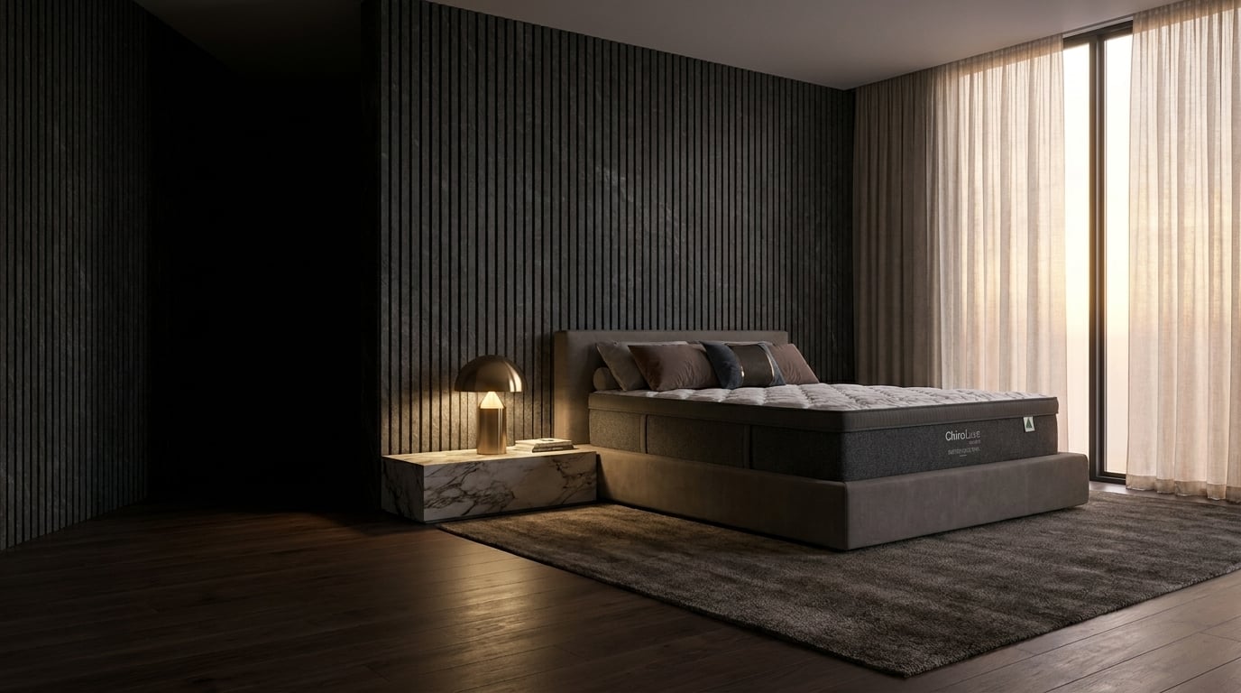 The Chiro Luxe mattress in a luxury master suite